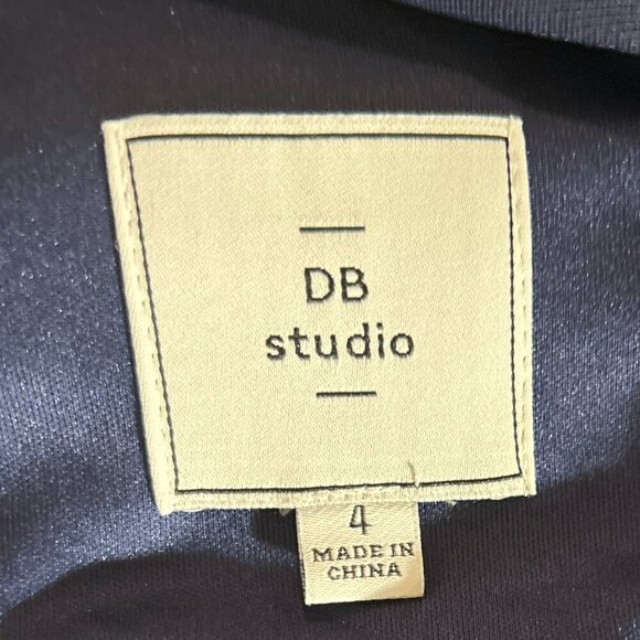 David's Bridal SZ 4 Matine Navy Gown Grecian Style Open Lace Formal Bridesmaid - Picture 9 of 11